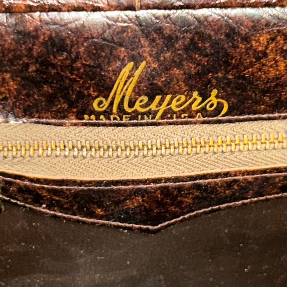 Meyers Mid Century Modern Brown Reptile/Crocodile Handbag Made in USA - Picture 7 of 15